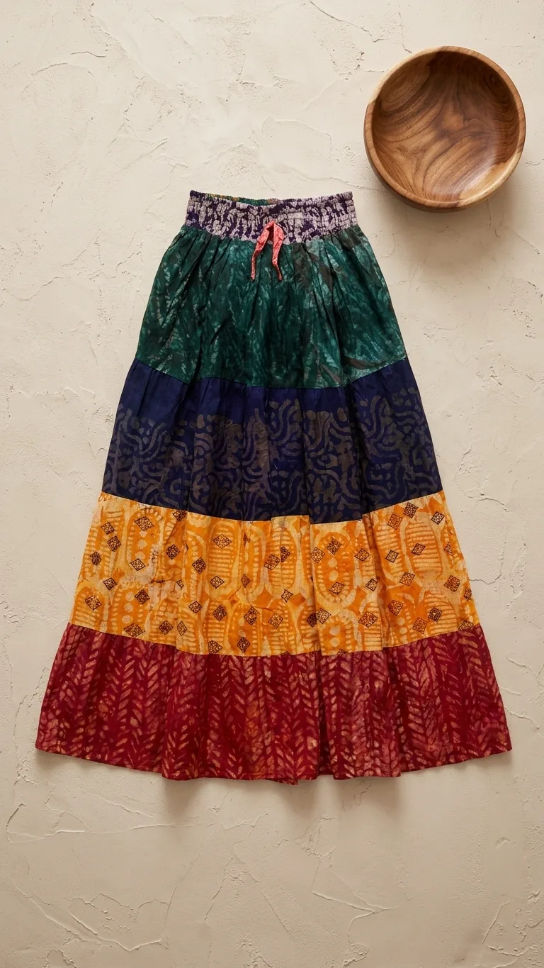 Adire Stacked Maxi Skirt