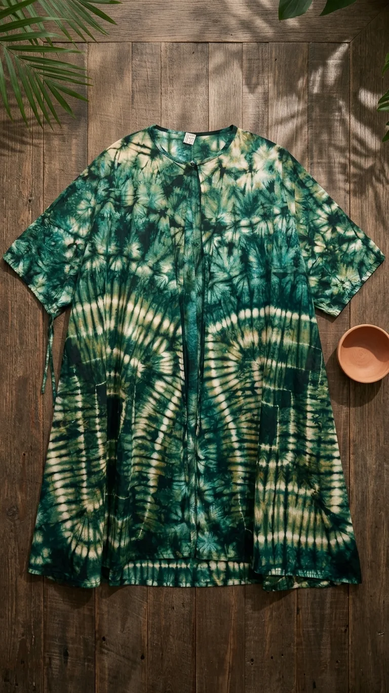 Emerald Tide Tie-Dye Kimono