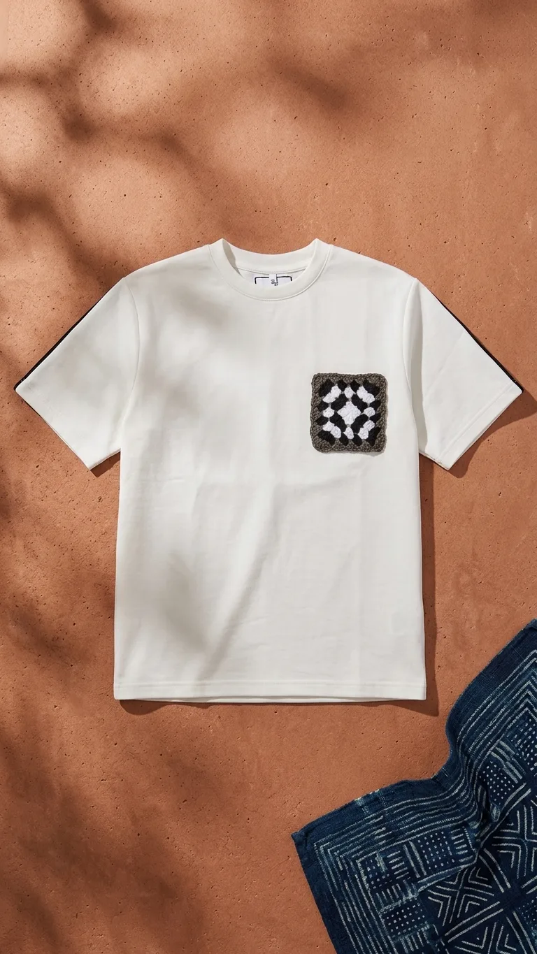 Adire Patch Crochet Tee — Every Stylish Man
