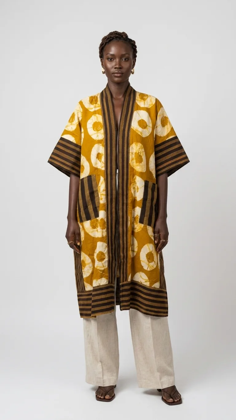 Golden Adire Kimono